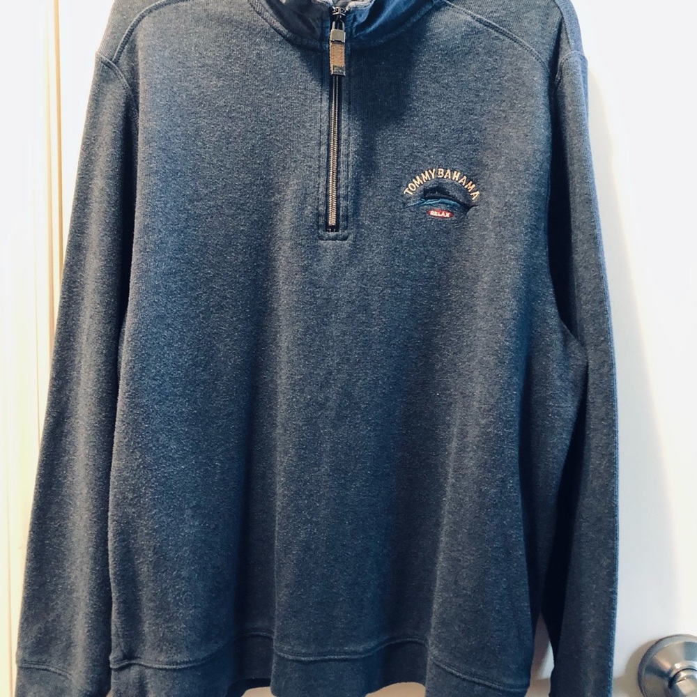 Tommy Bahama Men's Navy Half-Zip Sweatshirt with Embroidered Logo